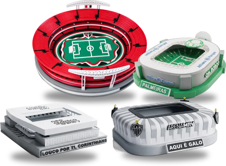 Miniaturas de estádios impressas em 3D